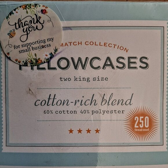 2 King Martha Stewart Everday Cotton Rich Blend Wisteria Pillowcases NIP - Picture 3 of 4